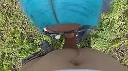 Vulgar Student Sucks Horny Cumshot Blowjob In Public Outdoor Park