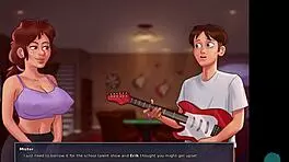 Wow, the neighbor's big tits look amazing in summertime saga!