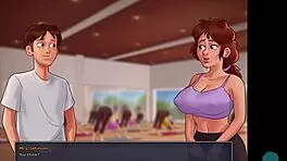 Wow, the neighbor's big tits look amazing in summertime saga!