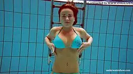 Big Tits Petite Babe Deniska Enjoys Swimming Underwater in the Pool