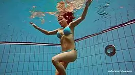 Big Tits Petite Babe Deniska Enjoys Swimming Underwater in the Pool