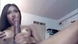 stroking big hard asian shemale cock