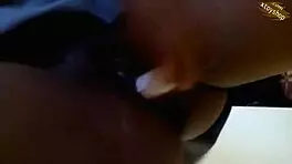 Hot School Girl Fucks Herself with Oiled Tissue Bottle Until Cum