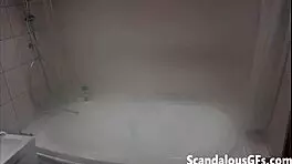 My hot teen exgirlfriend taking a revitalizing steam shower, she's all shaved and nude