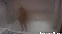 My hot teen exgirlfriend taking a revitalizing steam shower, she's all shaved and nude