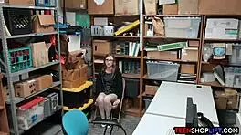 nerdy teen 18+ shoplifter faces big trouble with security
