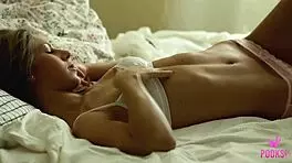 Roxana says, 'I'm pleasing my pussy with this vibrator in the bedroom'