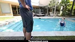 Ruby red rides coach's cock in pool 😏
