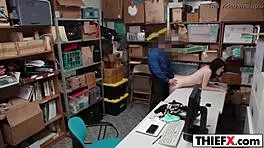 The office teacher quickly punishes the foxy cutie thief with a hardcore blowjob in the garage