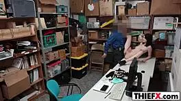The office teacher quickly punishes the foxy cutie thief with a hardcore blowjob in the garage