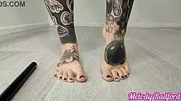 Athletic milf melody radford tries on sheer micro bikini