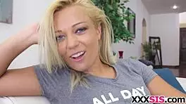 Blonde Kenzie Green gets banged in group with blowjob and monster cock on her ass