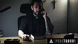 Troubled teen Eliza Eves fucks priest to piss off stepmom!