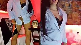 Intense Perreo Dancing with Karol G and Alicia Keys in Homemade Dildo Cunilingus and Pussy Licking Until Orgasm