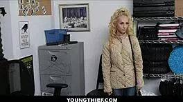 Tiny Young 18+ Blonde Teen Thief Shoplifter Fucked Hard for Freedom by Sadie Hartz and Peter Green
