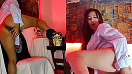 Intense Perreo Dancing with Karol G and Alicia Keys in Homemade Dildo Cunilingus and Pussy Licking Until Orgasm