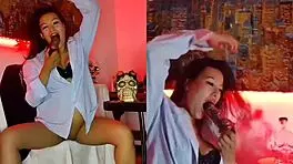 Intense Perreo Dancing with Karol G and Alicia Keys in Homemade Dildo Cunilingus and Pussy Licking Until Orgasm