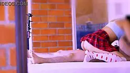 Stepdaughter with tight figure and tempting smile drives him to secret cheating encounters in apartment