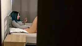 pranking my step-sister went wrong, she started masturbating and squirting with dirty talk