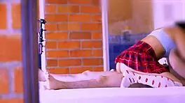 Stepdaughter with tight figure and tempting smile drives him to secret cheating encounters in apartment