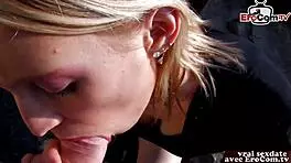 Skinny Blonde French Milf Assfucks Outdoors!