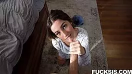 Shared Accommodation Blowjob with Petite Chanel Camryn and Elias Cash