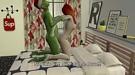 I am the Grinch, fucking in missionary and doggystyle with a teen in this 3D cartoon