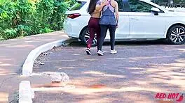 Teen helped by hotwife in swinger couple fucking with big cock blowjob