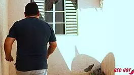 Teen helped by hotwife in swinger couple fucking with big cock blowjob