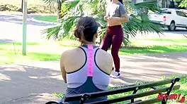 Teen helped by hotwife in swinger couple fucking with big cock blowjob