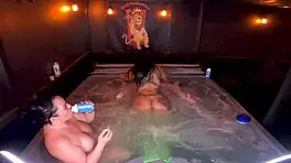 Hot tub threesome with Queen Rogue and Mandi May?