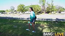 London Tisdale Gets Picked Up And Left Behind After A Quick Encounter