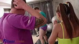 stuck cuck watches athletic girlfriend sereyna gomez get fucked in fitness room mmf threesome