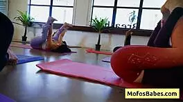 blonde naughty girl lindsey lakes sucks huge dick during yoga class, getting wet