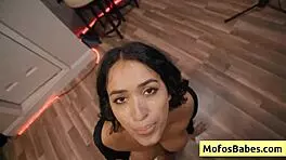 busty brunette teen nia bleu gets a nasty facial from brett maker. intense session leads to horny climax.