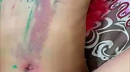 Zoya Celebrates Holi With A Friend In Close-Up