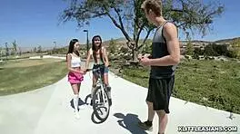 elle voneva takes a hard dick from behind while eating vina sky's pussy