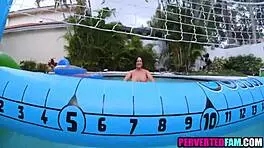 step sister getting titty fucked and blowjob in pool with bro