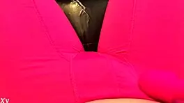 Vibrator buzzing on my cock in tight shorts.