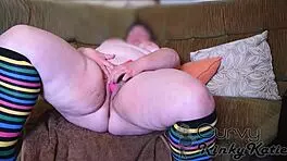 cute bbw milf strips and rips clothes while squirting from masturbation