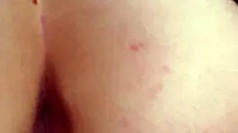 Very tight pussy of a petite 18+ babe cums hard from a small 18+ cock dildo in close-up POV.