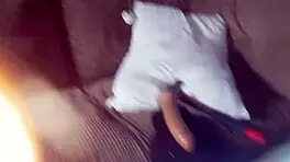 sexy sissy hammering her ass with huge dildo solo