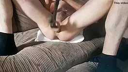 sexy sissy hammering her ass with huge dildo solo