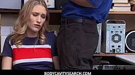 Teen shoplyfter gets pussy drilled from behind by lp officer at work