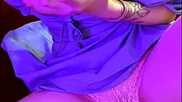 Beautiful Girl 18 Years Old In Blue Dress Plays