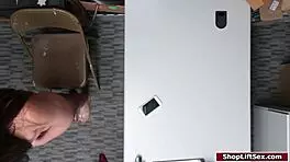 teen shoplifter gets caught and drilled hard in the lps office by security in lingerie