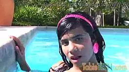 Tobie Teen Masturbates By The Pool