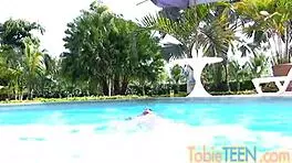 Tobie Teen Masturbates By The Pool