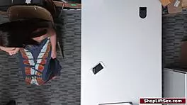 teen shoplifter gets caught and drilled hard in the lps office by security in lingerie
