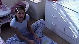 trixie teen 18+ strips for nude yoga and rubs herself in uncensored solo